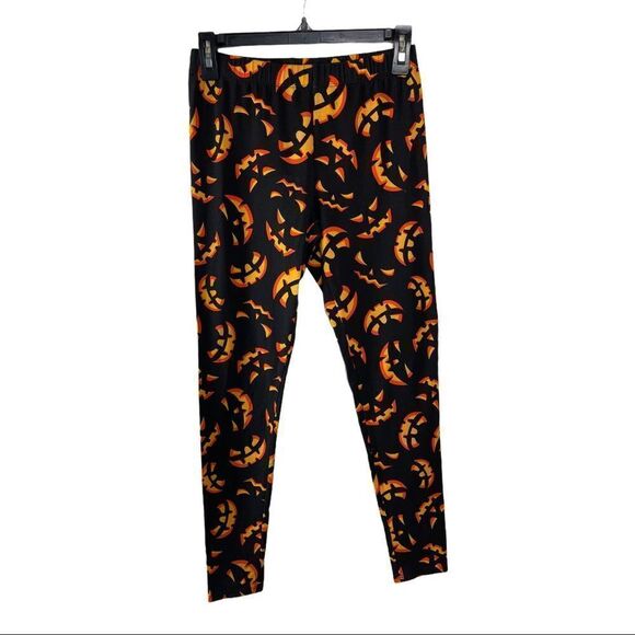 No Boundaries Halloween Pumpkin Jack-o’-lantern Size Small Leggings Stretch EUC - Picture 1 of 7